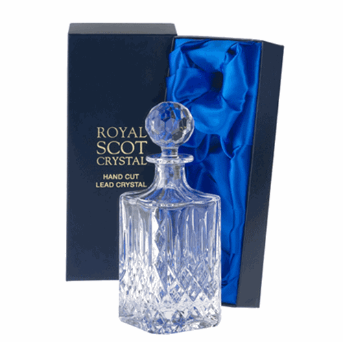 1 Royal Scot Crystal Square Spirit Decanter - London - PRESENTATION BOXED - Trusted Seller